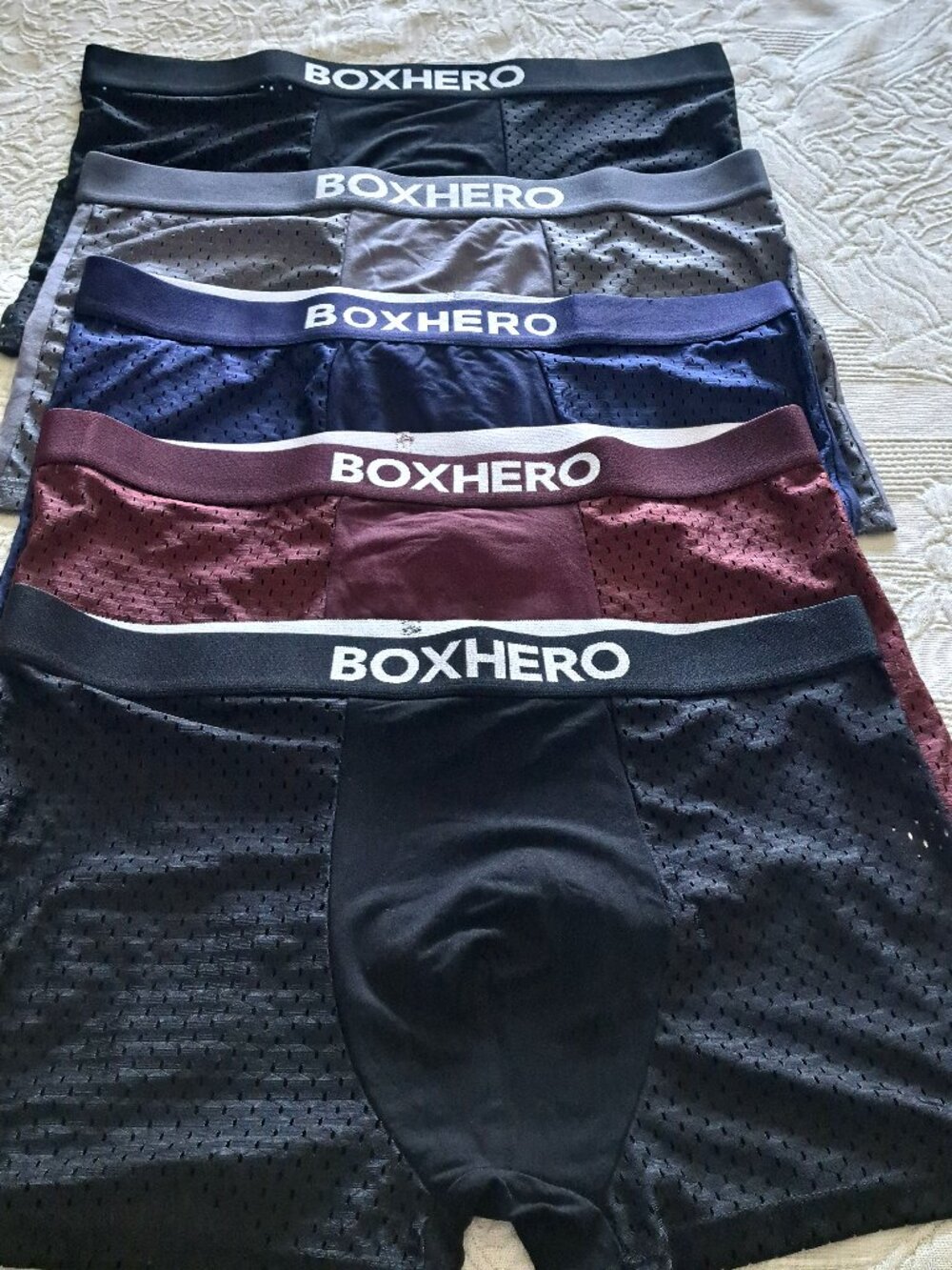 BoxHero Men’s Boxer Briefs 5-Pack Burgundy, Navy, Gray, 2 Black NWOT Size 2XL